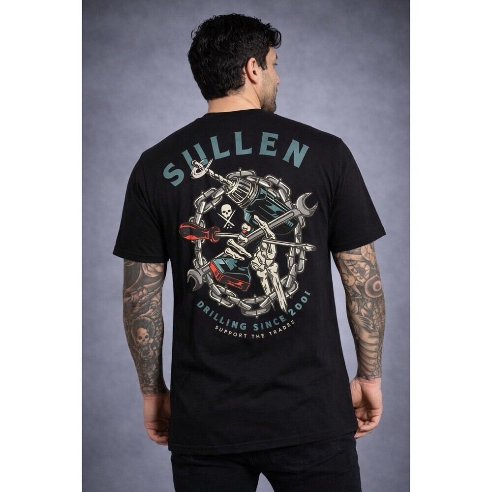 Sullen‎ Men's Support The Trades Short Sleeve shirt Tattoo Style Skull Sz L A200